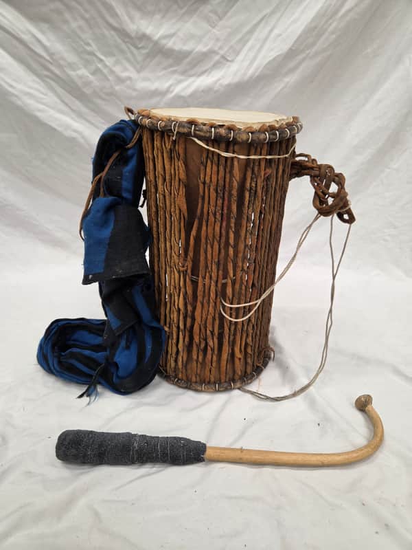 Small 12" Hand-Made Nigerian "Talking Drum" (C020-10) image 1