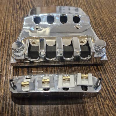 Tailpiece and roller saddles bridge for Rickenbacker basses 4001 or 4003 - Chrome image 2