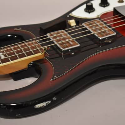 1960s Kingston (Kawai/Teisco) Solidbody Electric Bass Guitar Red Burst MIJ image 10