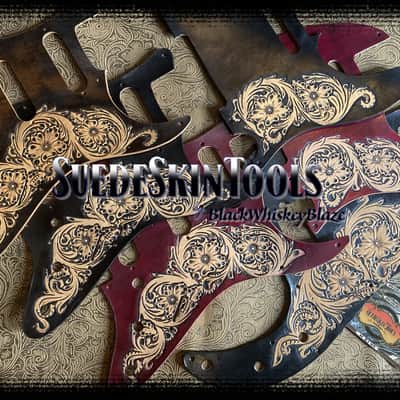 Custom Tooled Leather Sheridan Style Floral Guitar Strap 2.5" SuedeSkinTools image 9