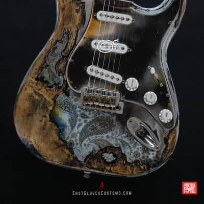 Fender Stratocaster 50th Anniversary White Marble Paisley Heavy Aged Relic by East Gloves Customs image 2