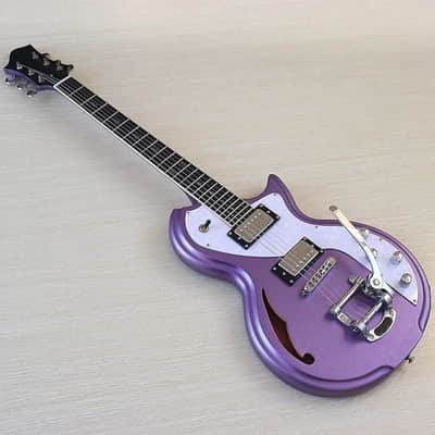 Metallic Purple Custom Handmade Electric Guitar, Okoume Wood Body, Maple Neck, Rosewood 24 Frets Fingerboard image 3
