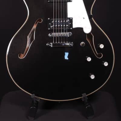D'Angelico Premier DC Semi-Hollow Double Cutaway with Stop-Bar Tailpiece 2020 - 2022 - Black Flake image 1