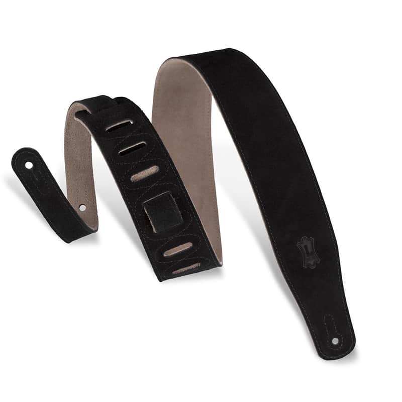 Levys 2 1/2" Suede Guitar Strap w/ Suede Backing, Black Color image 1