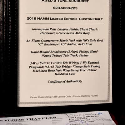 Fender Custom Shop '60 Reissue Telecaster Relic NAMM 2018 Custom Built 3 Tone Sunburst Limited Edition image 19
