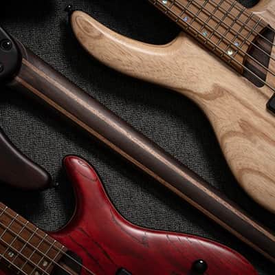 Cort B5ELEMENTOPTB Artisan Series Mahogany Body Ash Top 5pcs Walnut & Panga Panga 5-String Bass Guitar image 5