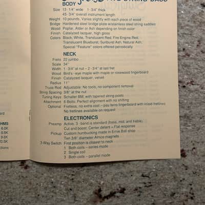 Vintage 1989 Ernie Ball Music Man Spec Book! image 2
