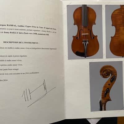 SALE! Excellent French violin labeled by Jenny Bailly, 1950,Rampal's certificate, Video! image 11