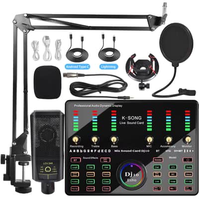 Sound Card Mobile Phone Bluetooth K Song Microphone Condenser Wireless Microphone Sound Card Dedicated Full Set image 18