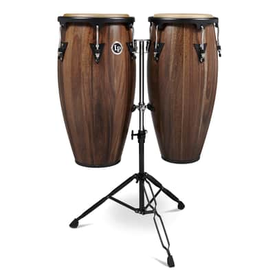 Latin Percussion LP Aspire 11 - 12" Conga Set - Oak Walnut Black w/ Stand (LPA647-SW) image 2