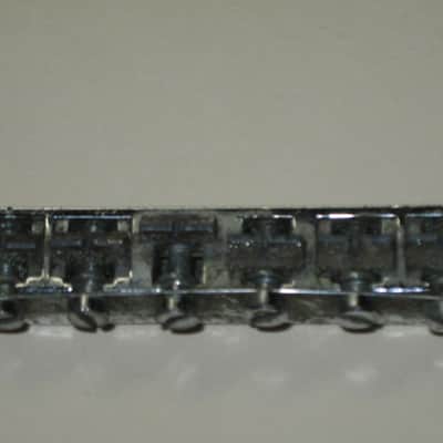 visibly used / relic'd real player's wear Epiphone B-2 metric ABR-1 vintage style bridge CHROME, large posts mounting pieces (NO anchors) early 2000s (for some import guitars that use this style bridge) will NOT fit on Gibson - mounting holes are too big image 16