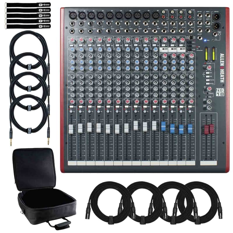 Allen & Heath ZED-18 Multipurpose USB Mixer for Live Sound & Recording w Case image 1