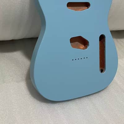 1 blue nitrocellulose lacquer alder wood Electric guitar body Matte finish tele body image 1