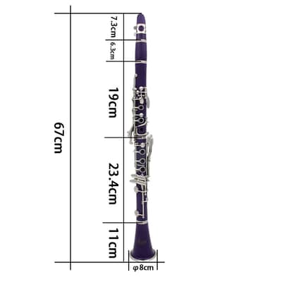 Bb Clarinet 17-Key Ebonite Body – Purple | Student & Intermediate Concert / Marching Band Clarinet Set image 3