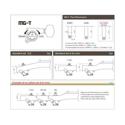 Gotoh Locking Tuners - SG381 01 - MG-T- 01 - Magnum Lock Trad -3 per side 07202GYTX image 5