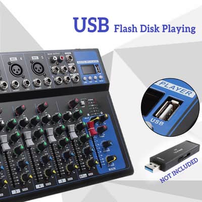 7 Channel Bluetooth Portable Audio Mixer with USB & Digital MP3 Player image 2