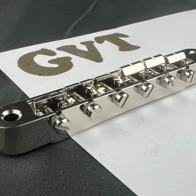 Faber Abr-1 Bridge For Gibson® ABR-1, Gloss Nickel, Brass saddles nickel plated image 3