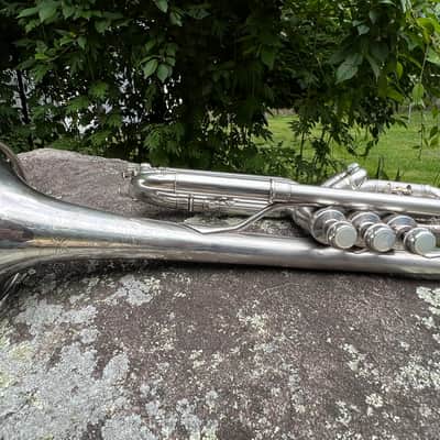 Antique York Professional Cornet #108179 Silver Plate c.1935 — Patent Pistons, Gold Wash Bell, Player Condition image 14