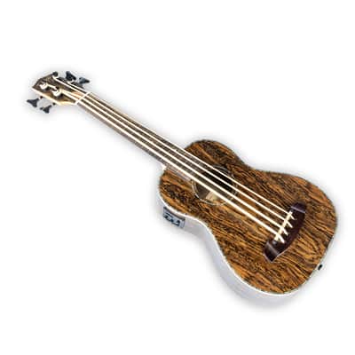 Fretless Ukulele Bass 4 String Zebrawood/Bocote Style Body, Mahogany Neck, Rosewood Fingerboard & Bridge, Aquila Strings, Sealed Tuners, Deep Warm Tone Travel Acoustic Bass image 8