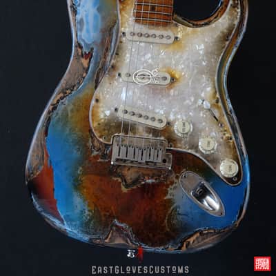 Fender Stratocaster 50th Anniversary Pelham Blue/Amber Paisley Made in USA Heavy Aged Relic image 7
