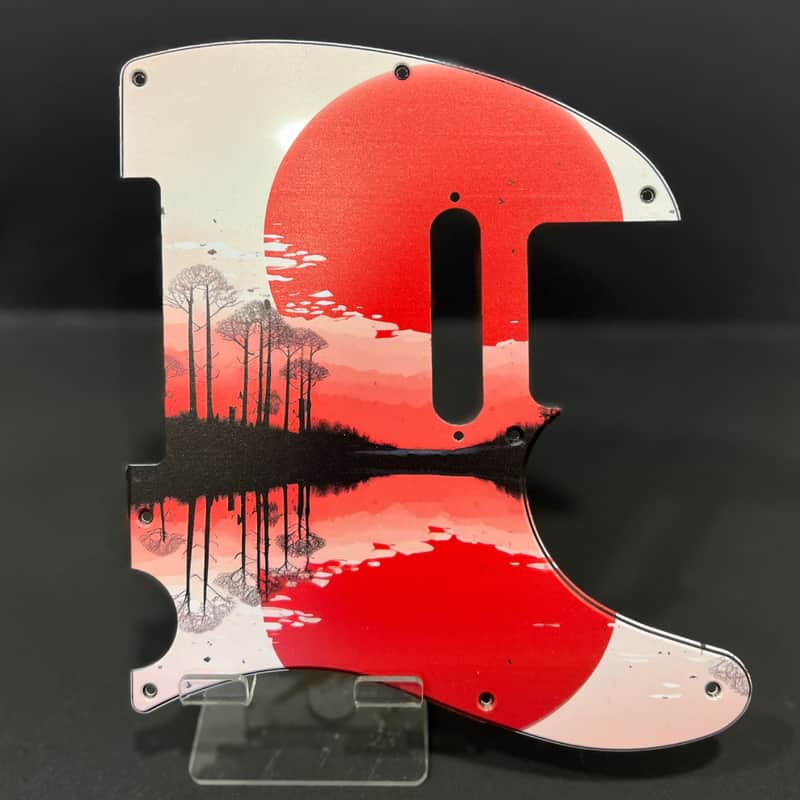 Miraculum Workshop Tele-Style 8-Hole Pickguard – Japanese Red Sun Landscape Bild 1