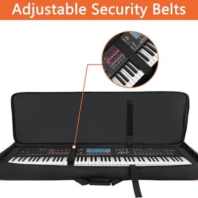 88 Key Keyboard Case Soft (Size: 53.5"x13.8"x6.8"), Padded Piano Case with Handle and Adjustable Shoulder Straps, Keyboard Gig Bag with 3 Pockets for Music Sheet Stand, Sustain Pedals, Cables image 3