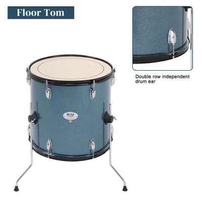MCH Full Size Adult Drum Set 5-Piece Black with Bass Drum, two Tom Drum, Snare Drum, Floor Tom, 16" Ride Cymbal, 14" Hi-hat Cymbals, Stool, Drum Pedal, Sticks 2020s image 5