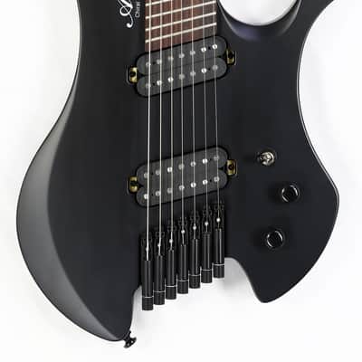 Agile 7 String MultiScale FanFret Chiral Parallax 72527 RN Flat Black Headless Electric Guitar image 1