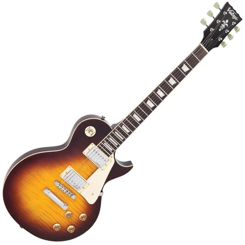2025 Vintage V100 ReIssued Electric Guitar ~ Flamed Iced Tea