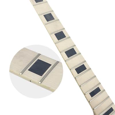 22 Fret Electric Guitar Neck 24.75" Maple Bound Maple Fretboard Block Inlay Unfinished image 3