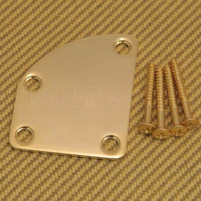 NP-DLX-G Gold Deluxe Cutaway Heel Style 4 Bolt Neck Plate For Guitar w/ Screws