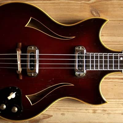 EXTREMELY RARE VINTAGE 60s MIGMA FLORENTINE THINLINE SEMI AKUSTIK BASS GUITAR image 1