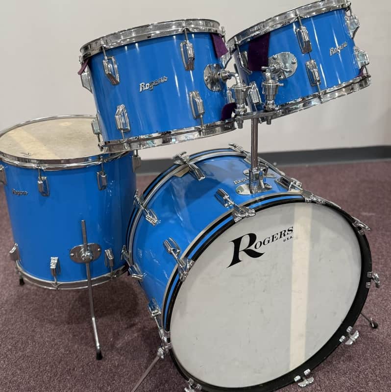 Rogers Fullerton Powertone 70s Vintage Drum Kit - Pacific Blue (22, 12, 13, 16) image 1