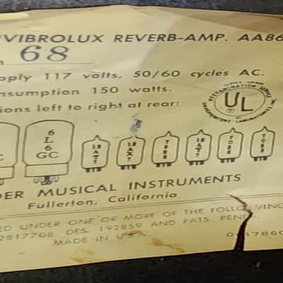 Fender 1966 Vibrolux Reverb Amp All Original Jensens, Transformers, Vintage Tubes - Black Face image 21