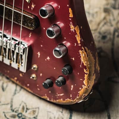 Xotic XJ-1T 5 String Heavy Aged-Burgundy Mist w/Matching Headstock image 3