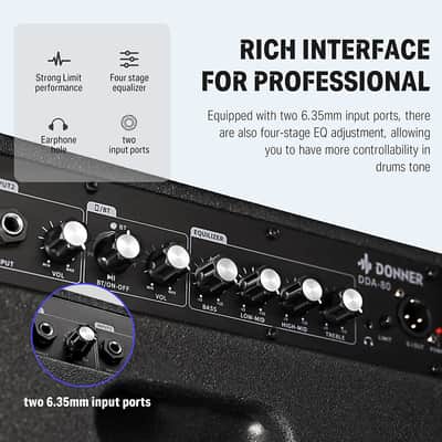 Donner Electric Drum AMP 80-Watt Wireless DDA-80 image 3