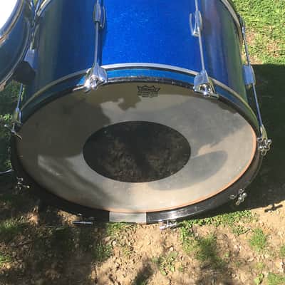 Vintage 1960s Gretsch Round Badge 2-Piece Blue Sparkle Glass Glitter Jazz Drums Virgin Bass Snare USA Jasper Shells 14/22 image 9