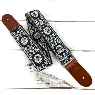 Walker & Williams H-44 Vintage Series Plush Back Shell Pink Mandala Woven Strap w/Chestnut Ends image 3
