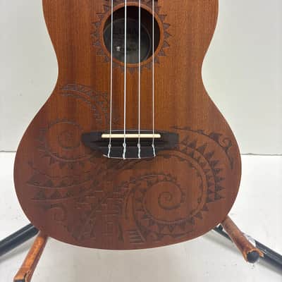 Luna Tattoo Concert Acoustic/Electric Ukulele with Gig Bag 2010s - Natural image 2
