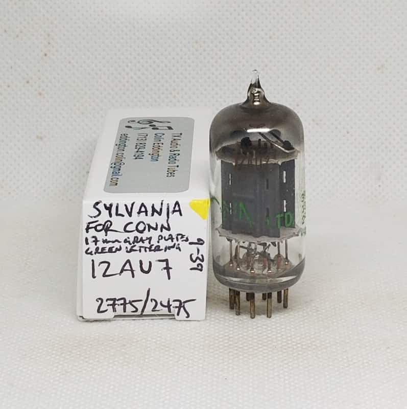 Sylvania Made For Conn 12AU7 Long Gray Plate Balanced Single NOS 12AU7A ECC82 image 1