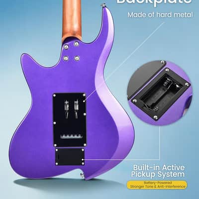 Character Electric Guitar with Roasted Maple Neck, SSH Active Pickups, Built-in Multi-Effects & Vintage Tremolo (Purple) image 2