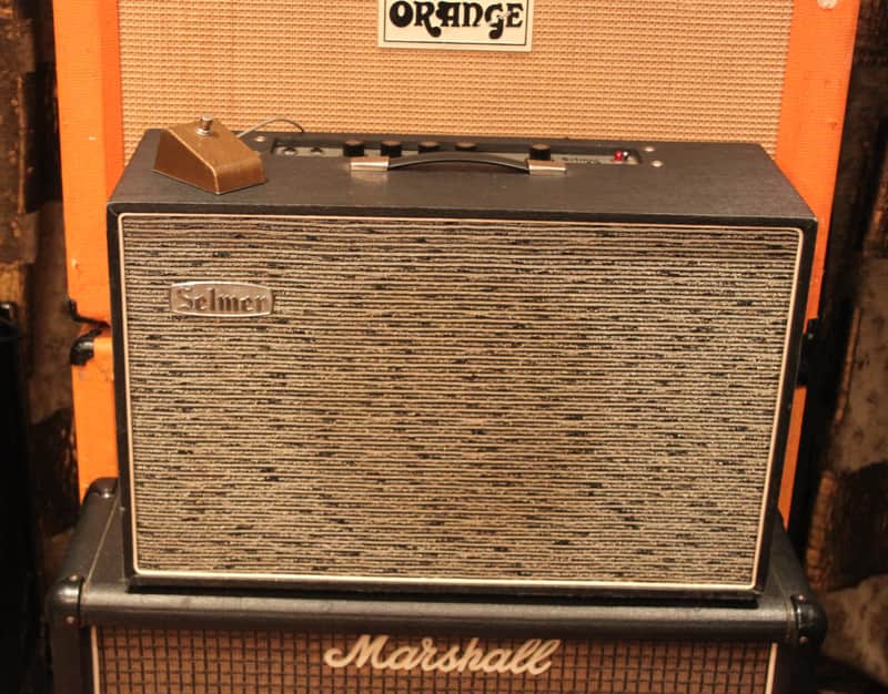 Vintage 1967 Selmer Vanguard Black Silver 15w Valve Amplifier w/ Pedal MINT image 1