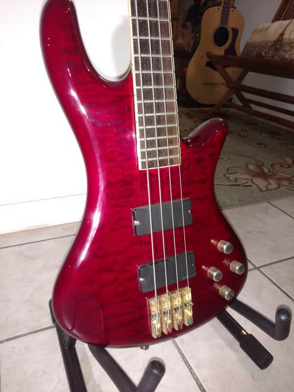 Schecter Damien Elite-4 Active 4-String Bass Crimson Red | Reverb