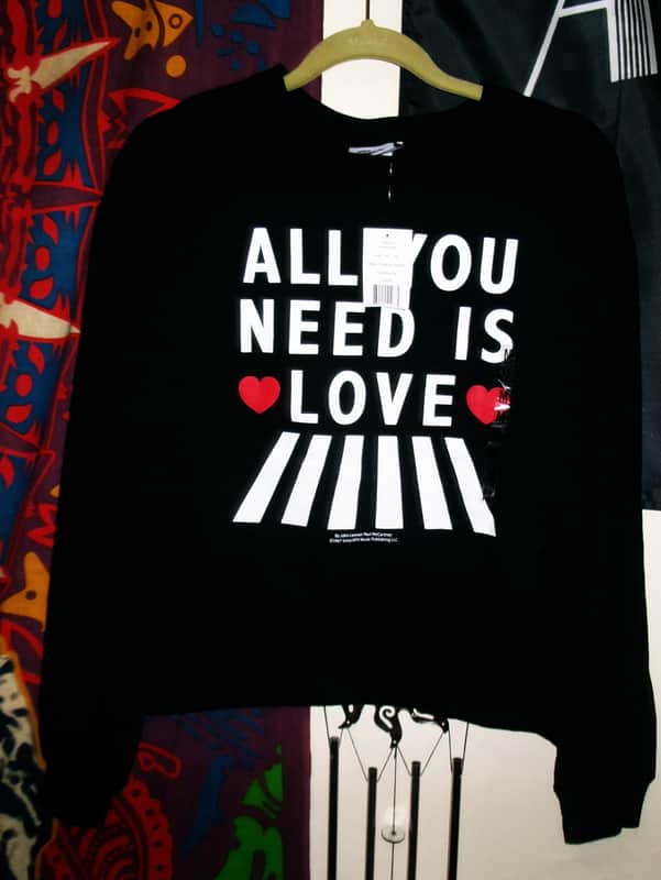 beatles all you need is love song title new m woman sweatshirt - harrison mccartney lennon ringo sgt. pepper image 1