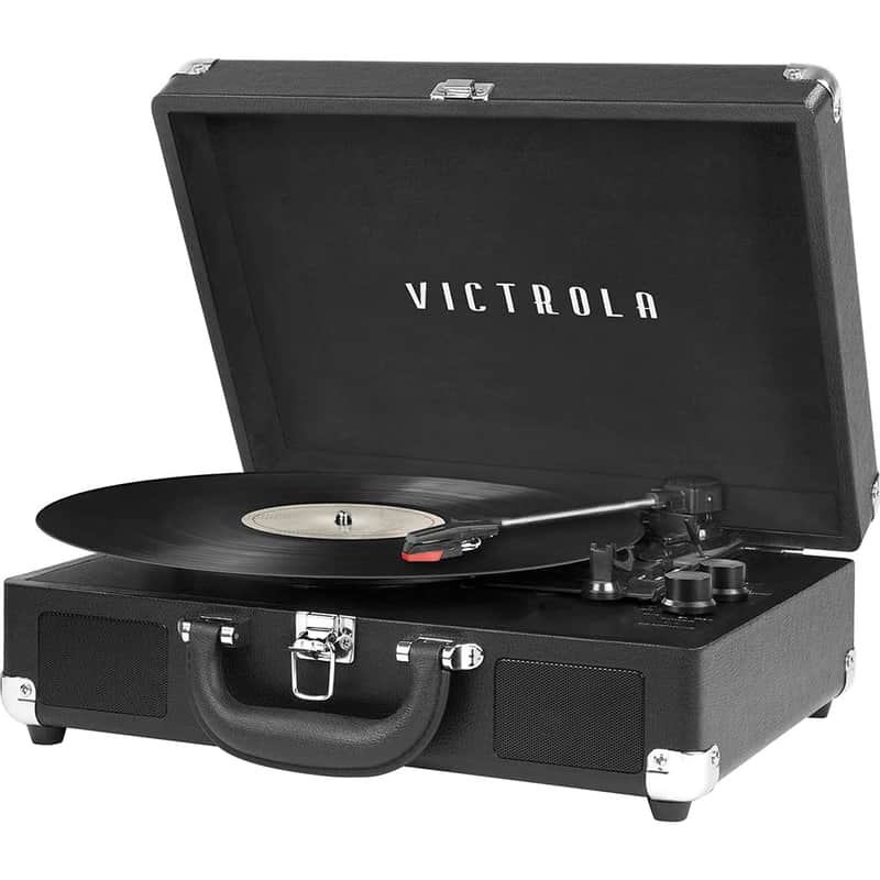 Victrola Journey Portable Bluetooth 3-Speed Suitcase Record Player, Black