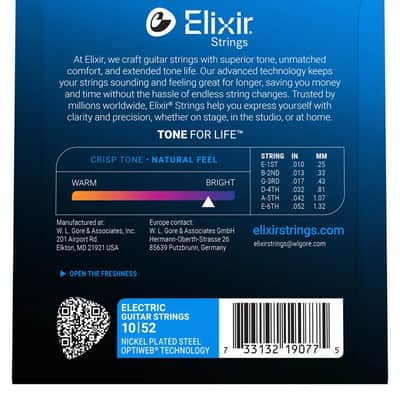 Elixir 19077 Nickel Plated Steel Electric Guitar Strings with Optiweb. Light Heavy 10-52 image 2