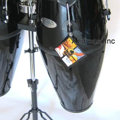 Toca Synergy Series Fiberglass Conga Drum Set w/ Stand - Black image 3