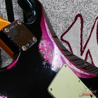 Fender Custom Shop Wild West Black Lightning 2.0 Stratocaster HSS Maple Board 22 Frets Heavy Relic Pink Paisley image 12