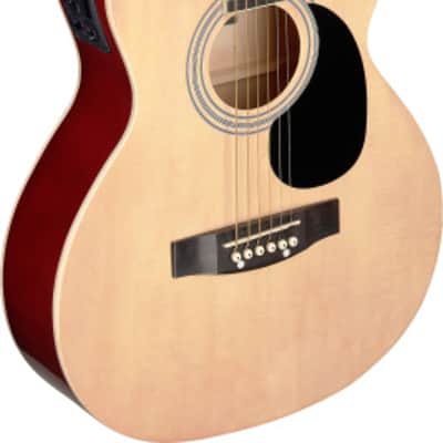 STAGG Black Auditorium Cutaway Acoustic-electric Guitar With Basswood Top image 5