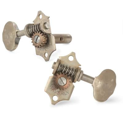 Waverly Guitar Tuners with Butterbean Knobs for Slotted Pegheads, Relic, 3L/3R image 2
